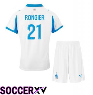 Marseille OM (RONGIER 21) Kids Home Soccer Jersey White 2025/2026