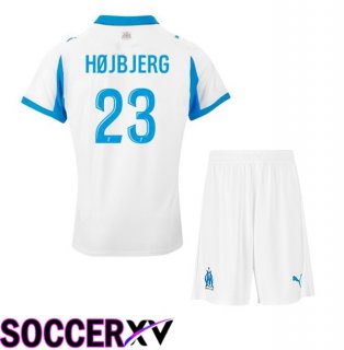 Marseille OM (HØJBJERG 23) Kids Home Soccer Jersey White 2025/2026