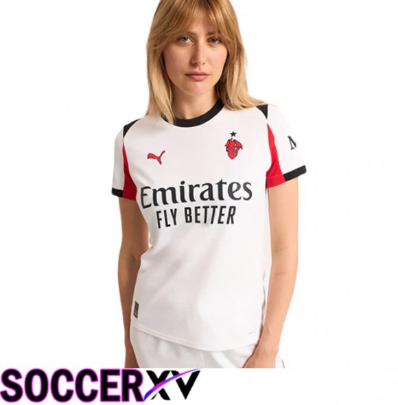 AC Milan Women Away Soccer Jersey White 2025/2026
