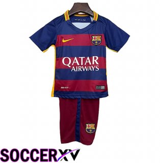 FC Barcelona Retro Kids Home Soccer Jersey 2015 2016