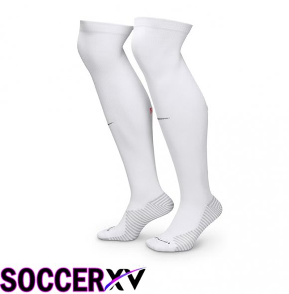 Paris PSG Away Soccer Socks White 2025/2026