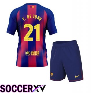 FC Barcelona (F. De JONG 21) Kids Home Soccer Jersey Blue Red 2025/2026