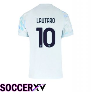 Inter Milan (LAUTARO 10) Away Soccer Jersey White Blue 2025/2026