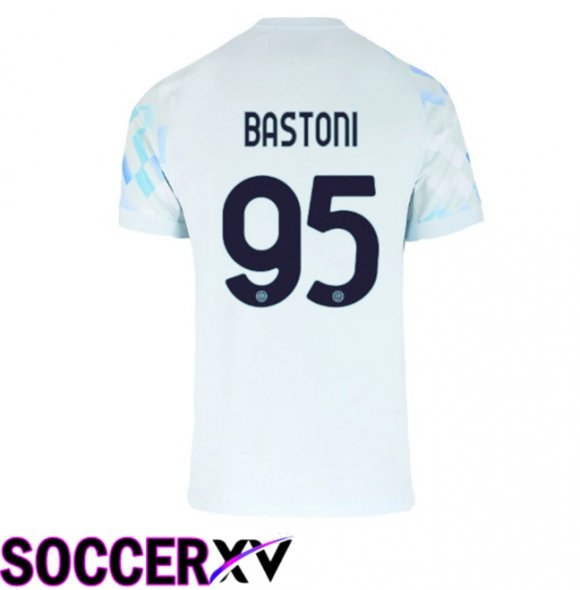 Inter Milan (BASTONI 95) Away Soccer Jersey White Blue 2025/2026