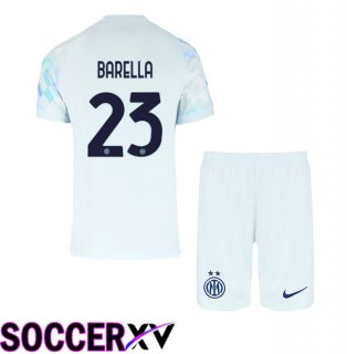 Inter Milan (BARELLA 23) Kids Away Soccer Jersey White Blue 2025/2026