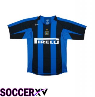 Inter Milan Retro Home Soccer Jersey Long sleeve Black Blue 2004-2005