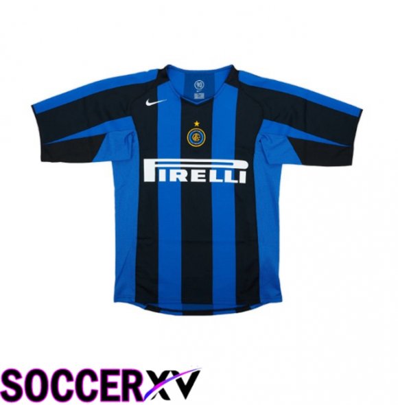 Inter Milan Retro Home Soccer Jersey Long sleeve Black Blue 2004-2005