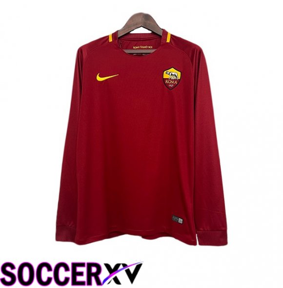 AS Rome Retro Home Soccer Jersey Long sleeve Red 2017-2018