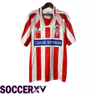 Sporting Gijon Retro Home Soccer Jersey White Red 1994-1995