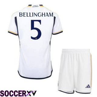 Real Madrid (Bellingham 5) Kids Soccer Jersey Home White 2023/2024