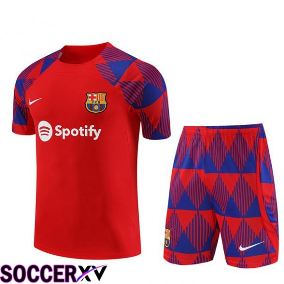 FC Barcelona Training T Shirt + Shorts Red 2023/2024
