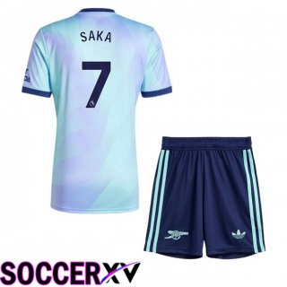 Arsenal (SAKA 7) Kids Third Soccer Jersey Blue 2024/2025