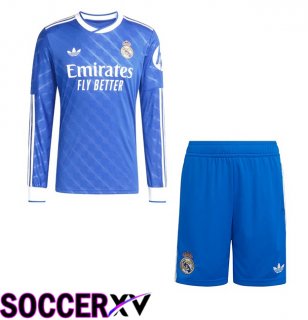 Real Madrid Kids Third Soccer Jersey Long sleeve Blue 2025/2026
