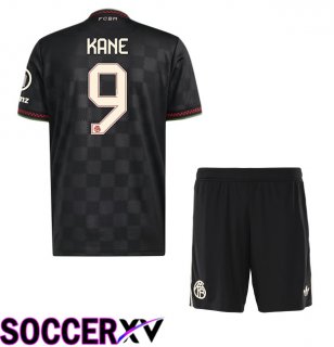 Bayern Munich (Kane 9) Kids Third Soccer Jersey Black 2025/2026