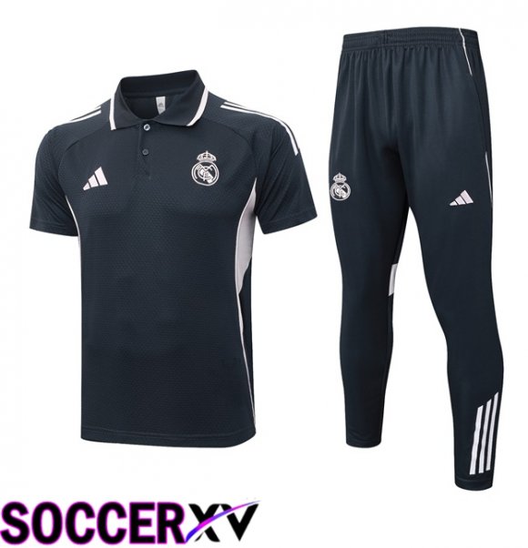 Real Madrid Soccer Polo + Training Pants Grey 2025/2026