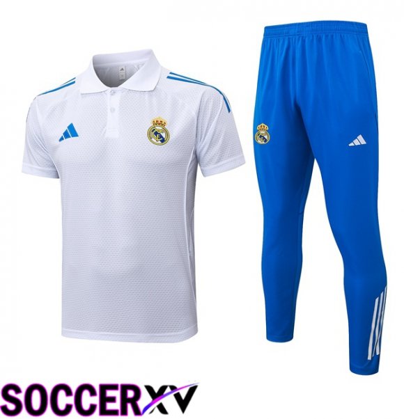 Real Madrid Soccer Polo + Training Pants White 2025/2026