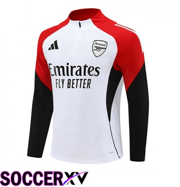Arsenal Training Sweatshirt White Black Red 2025/2026