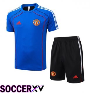 Manchester United kit Training T Shirt + Shorts Blue 2025/2026