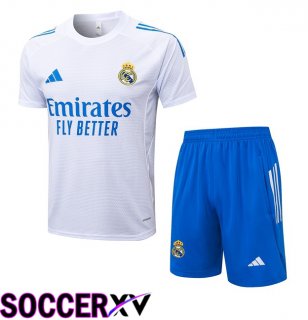 Real Madrid kit Training T Shirt + Shorts White 2025/2026
