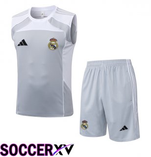 Real Madrid Soccer Vest + Shorts White Grey 2025/2026