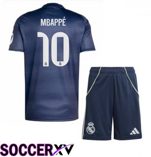 Real Madrid (Mbappé 10) Kids Away Soccer Jersey Blue Royal 2025/2026