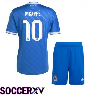 Real Madrid (Mbappé 10) Kids Third Soccer Jersey Blue 2025/2026