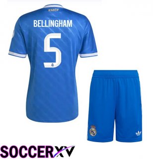 Real Madrid (Bellingham 5) Kids Third Soccer Jersey Blue 2025/2026