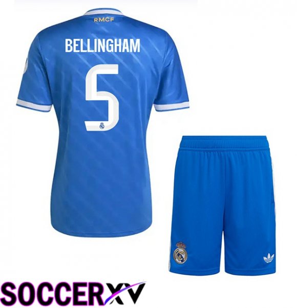 Real Madrid (Bellingham 5) Kids Third Soccer Jersey Blue 2025/2026