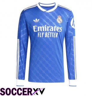 Real Madrid Third Soccer Jersey Long sleeve Blue 2025/2026