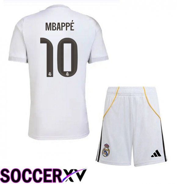 Real Madrid (Mbappé 10) Kids Home Soccer Jersey White 2025/2026