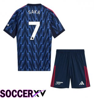 Arsenal (SAKA 7) Kids Away Soccer Jersey Blue Royal 2025/2026