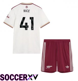 Arsenal (RICE 41) Kids Third Soccer Jersey White 2025/2026