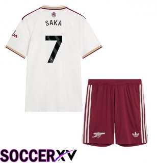 Arsenal (SAKA 7) Kids Third Soccer Jersey White 2025/2026
