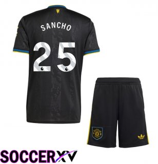 Manchester United (SANCHO 25) Kids Third Soccer Jersey Black 2025/2026