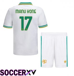 AS Rome (MANU KONE 17) Kids Third Soccer Jersey White 2025/2026