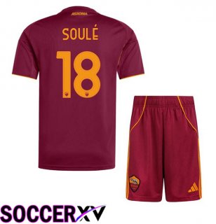 AS Rome (SOULÉ 18) Kids Home Soccer Jersey Red 2025/2026