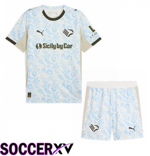Palerme FC Kids Third Soccer Jersey White Blue 2025/2026
