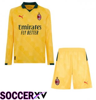AC Milan Kids Third Soccer Jersey Long sleeve Yellow 2025/2026