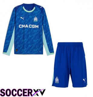 Marseille OM Kids Third Soccer Jersey Long sleeve Blue 2025/2026