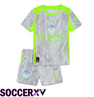 Manchester City Kids Third Soccer Jersey Grey Green 2025/2026