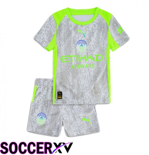 Manchester City Kids Third Soccer Jersey Grey Green 2025/2026