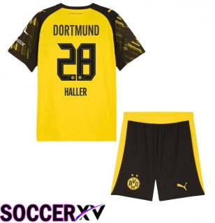 Dortmund BVB (Haller 28) Kids Home Soccer Jersey Yellow 2025/2026