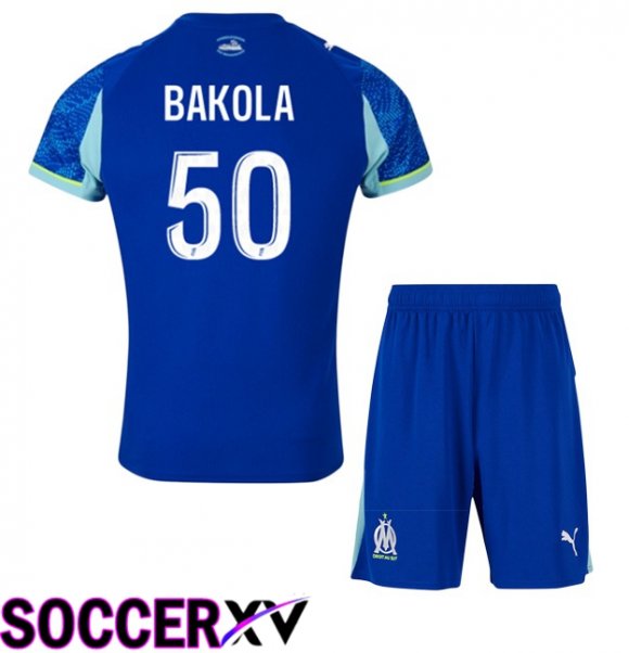 Marseille OM (BAKOLA 50) Kids Third Soccer Jersey Blue 2025/2026