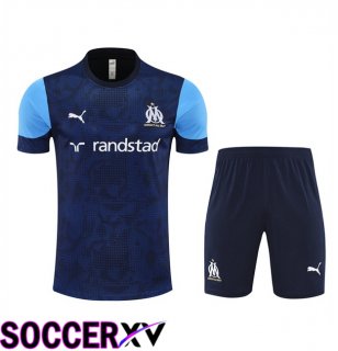 Marseille OM kit Training T Shirt + Shorts Blue Royal 2025/2026