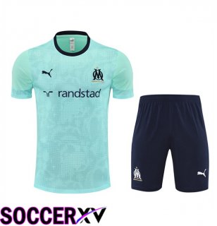 Marseille OM kit Training T Shirt + Shorts Green 2025/2026