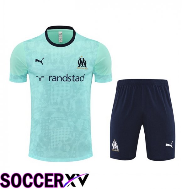 Marseille OM kit Training T Shirt + Shorts Green 2025/2026