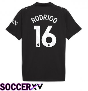 Manchester City (Rodrigo 16) Away Soccer Jersey Black 2025/2026