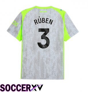 Manchester City (Ruben Dias 3) Third Soccer Jersey Grey Green 2025/2026
