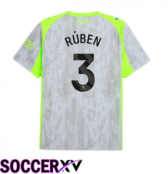 Manchester City (Ruben Dias 3) Third Soccer Jersey Grey Green 2025/2026