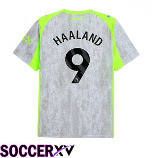 Manchester City (Erling Haaland 9) Third Soccer Jersey Grey Green 2025/2026